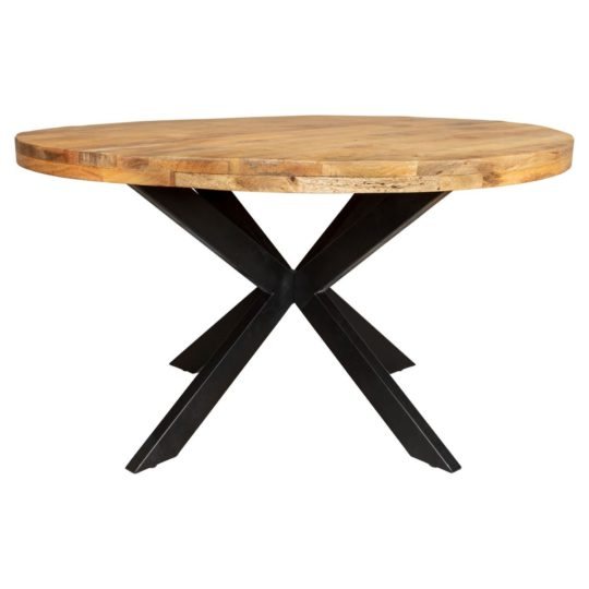 Ronde eettafel Denver in mangohout met vier stoelen